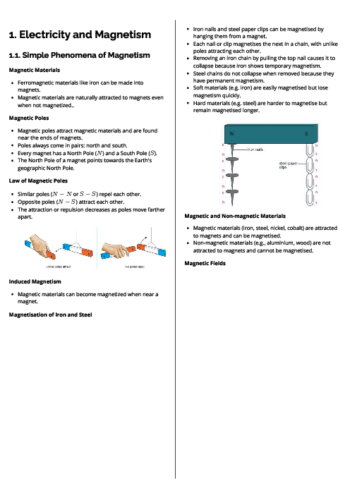 Physics (0625) Electricity and Magnetism Revision Note