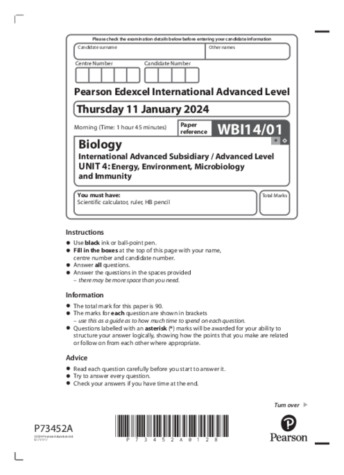 Biology WBI14/01 January 2024 