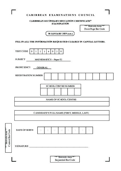 Mathematics January 2019 Paper 2