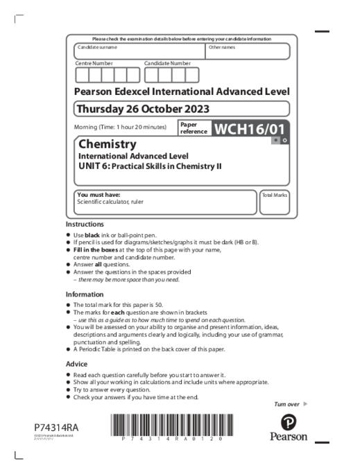 Chemistry WCH16/01 October 2023