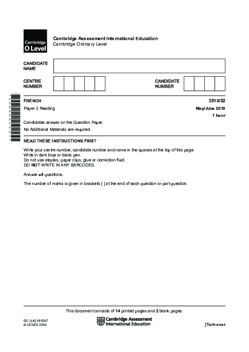 French 3015/02 May June 2019