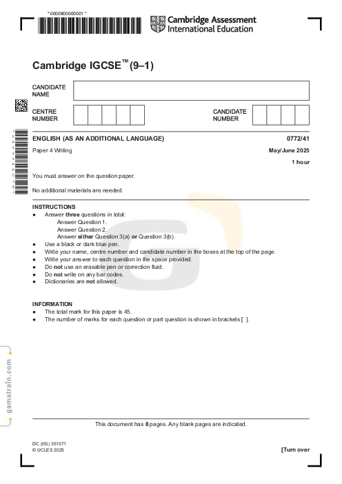 English as an Additional Language 0772/41 May June 2025