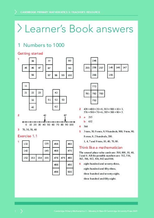 Mathematics 3 , Learner′s Book Answers Primary Checkpoint | PDF 