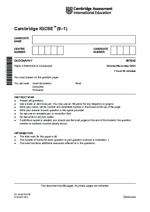 Paper 2, Variant 2, May June 2022 | Cambridge 9–1 GCSE  Geography (0976) Past Papers