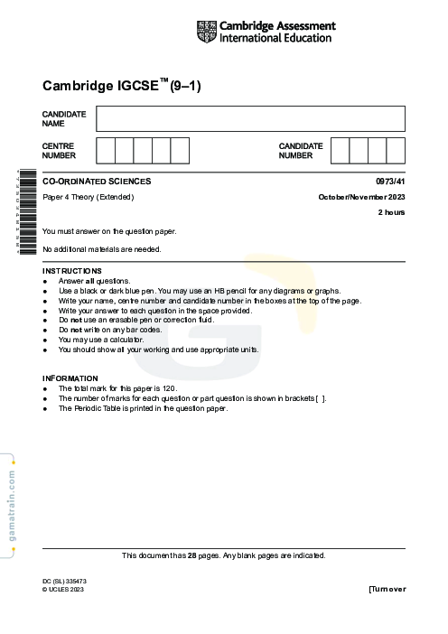 Sciences - Co-ordinated 0973/41 Oct Nov 2023