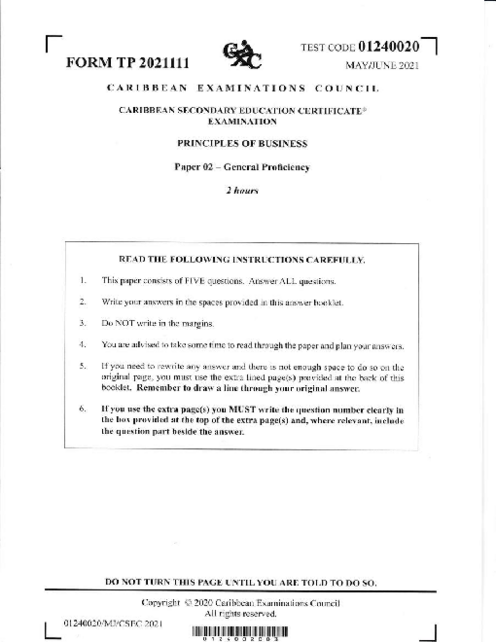 POB June 2021 Paper 2