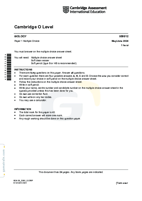 Biology 5090/12 May June 2024
