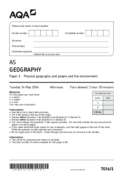 Geography 7036/1 June 2024