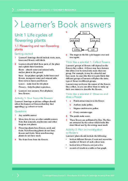 Science 5 , Learner′s Book Answers Primary Checkpoint | PDF