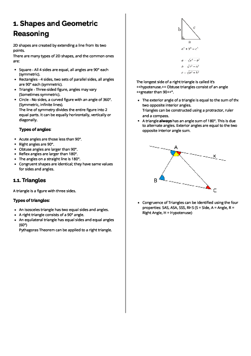 Checkpoint Mathematics | Shapes and Geometric Reasoning Revision Note