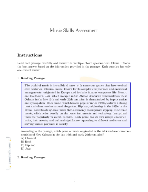 English as a Second Language 8 | Music - Topical Quiz