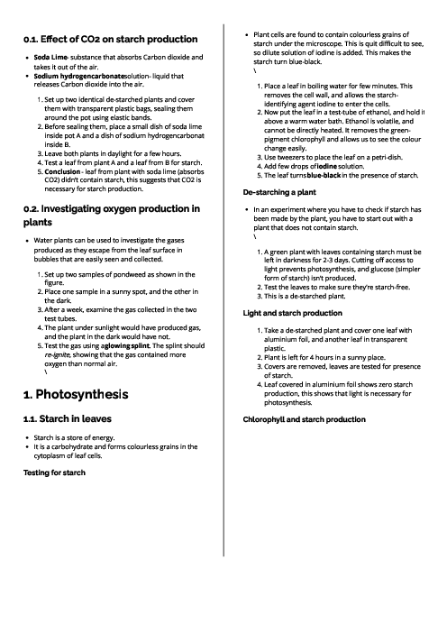 Checkpoint Science (Biology) | Photosynthesis Revision Note