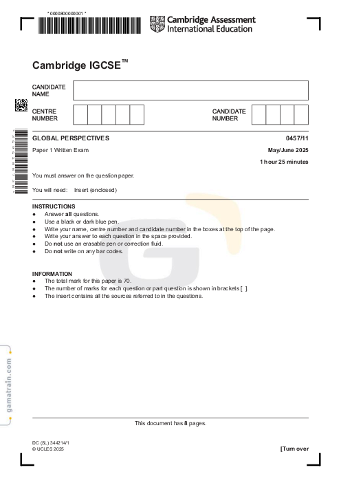 Global Perspectives 0457/11 May June 2025