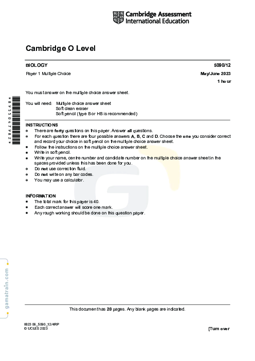 Biology 5090/12 May June 2023