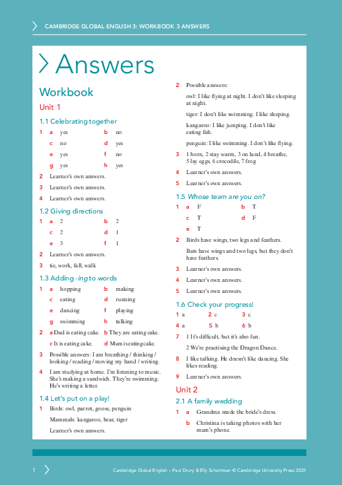 Global English year 3 Workbook Answers | Free PDF