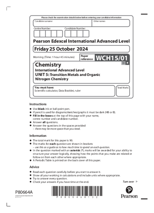  Chemistry WCH15/01 October 2024 