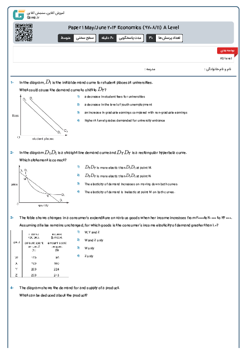 Paper 1 May/June 2014 Economics (9708/11) A Level