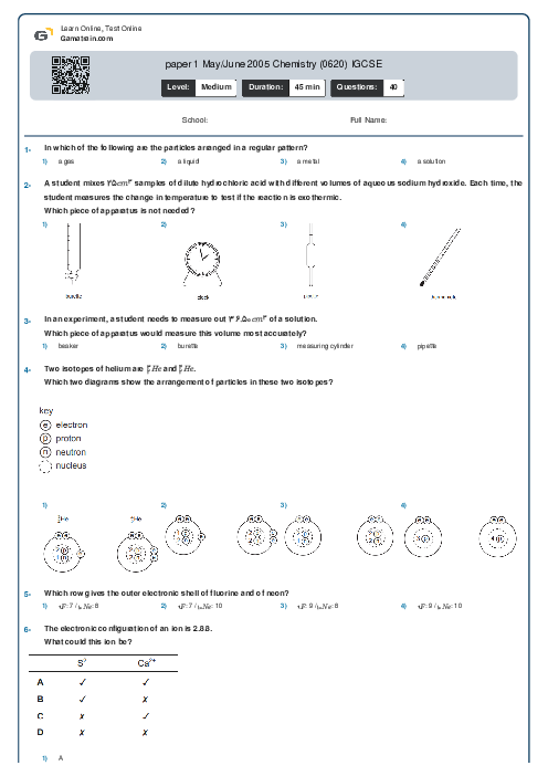 paper 1 May/June 2005 Chemistry (0620) IGCSE