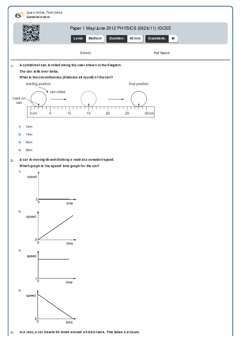 Paper 1 May/June 2012 PHYSICS (0625/11) IGCSE