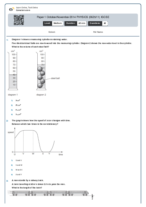 Paper 1 October/November 2014 PHYSICS (0625/11) IGCSE