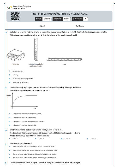 Paper 1 February/March 2018 PHYSICS (0625/12) IGCSE