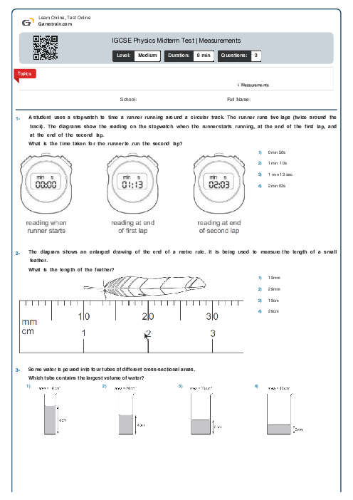 IGCSE Physics Midterm Test | Measurements
