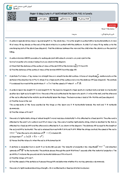 Paper 5 May/June 2004 MATHEMATICH (9709/5) A Levels