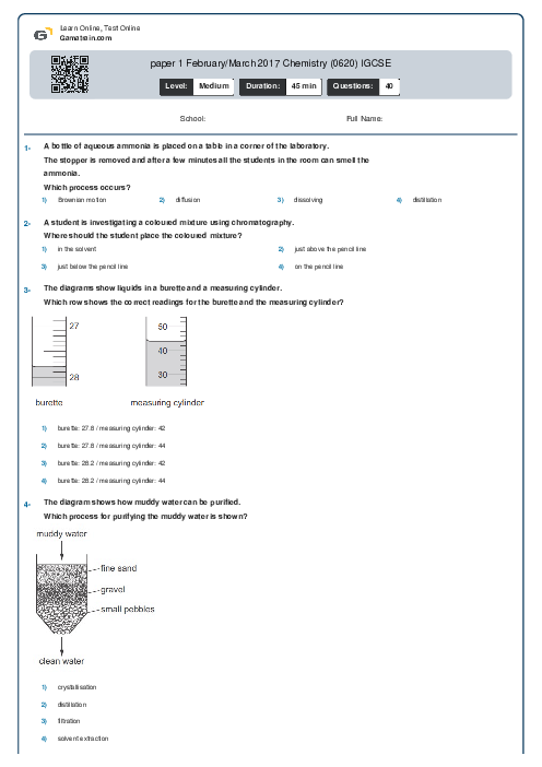 paper 1 February/March 2017 Chemistry (0620) IGCSE