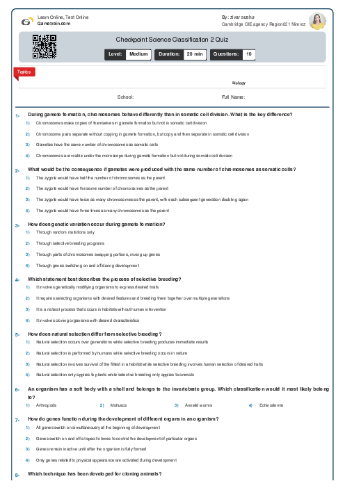 Checkpoint Science Classification and Variation 2 Quiz