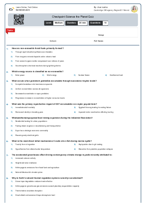 Checkpoint Science the Planet Quiz