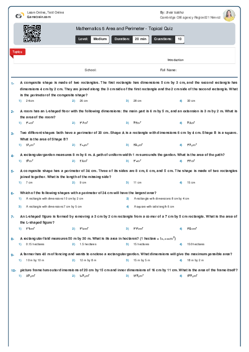  Mathematics 5 | Area and Perimeter - Topical Quiz