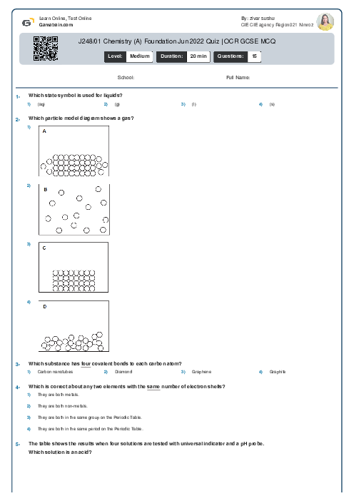  J248/01 Chemistry (A) Foundation Jun 2022 Quiz | OCR GCSE MCQ