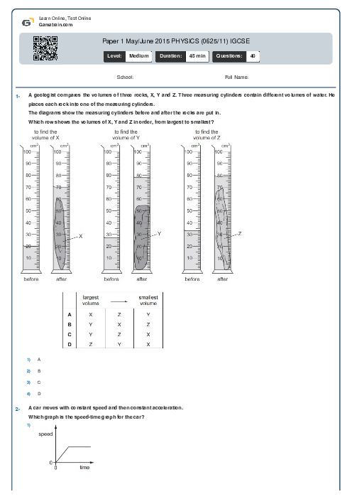 Paper 1 May/June 2015 PHYSICS (0625/11) IGCSE