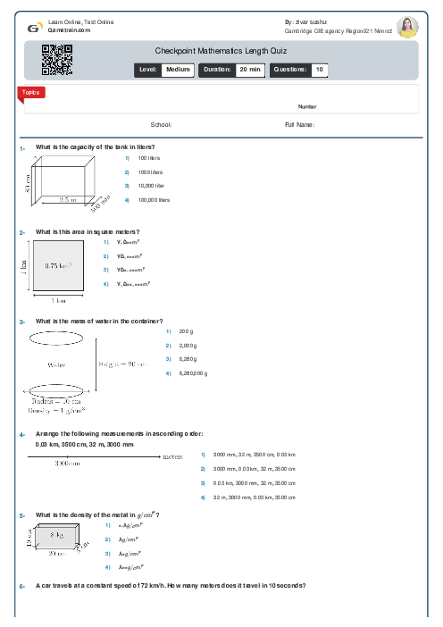 Checkpoint Mathematics Length and Mass and Capacity Quiz