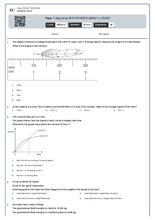 Paper 1 May/June 2016 PHYSICS (0625/11) IGCSE