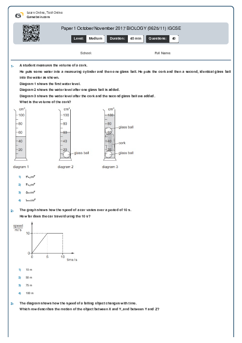 Paper 1 October/November 2017 BIOLOGY (0625/11) IGCSE