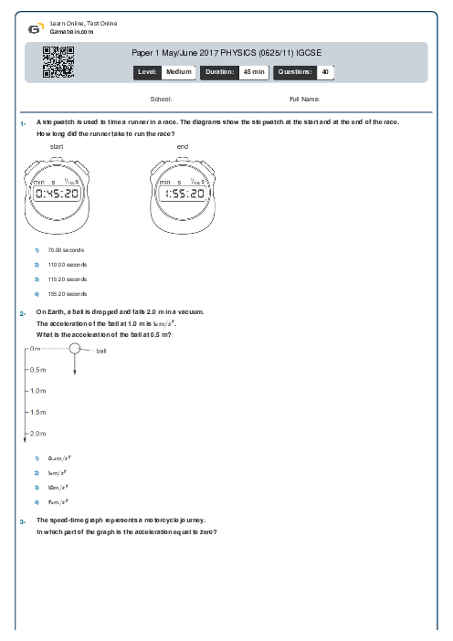 Paper 1 May/June 2017 PHYSICS (0625/11) IGCSE