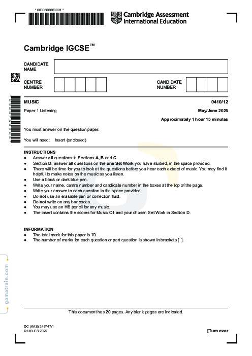 Music 0410/12 May June 2025