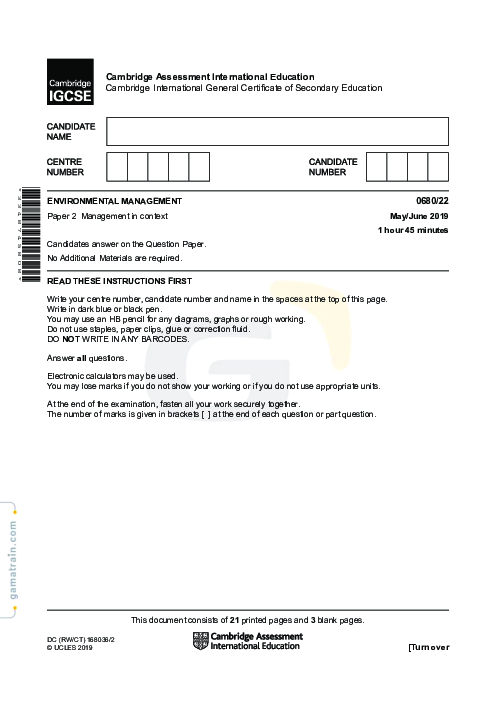 Environmental Management 0680/22 May June 2019