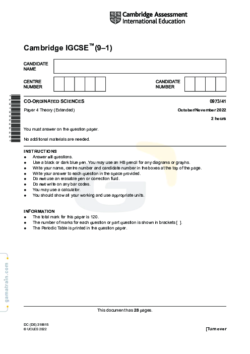 Sciences - Co-ordinated 0973/41 Oct Nov 2022