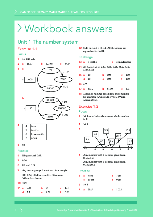 Mathematics year 5 Workbook Answers | Free PDF