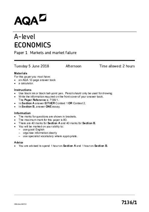 Economics 7136/1 June 2018