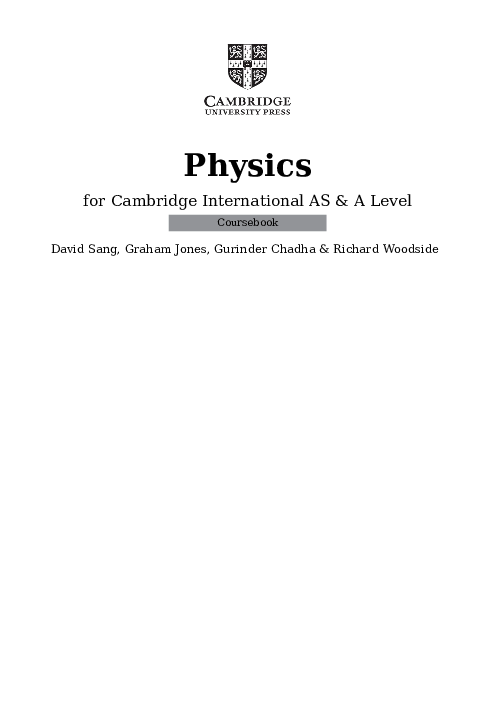 Cambridge International AS and A Level Physics Coursebook