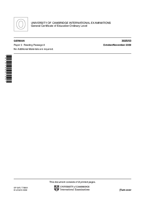 German 3025/03 Oct Nov 2009