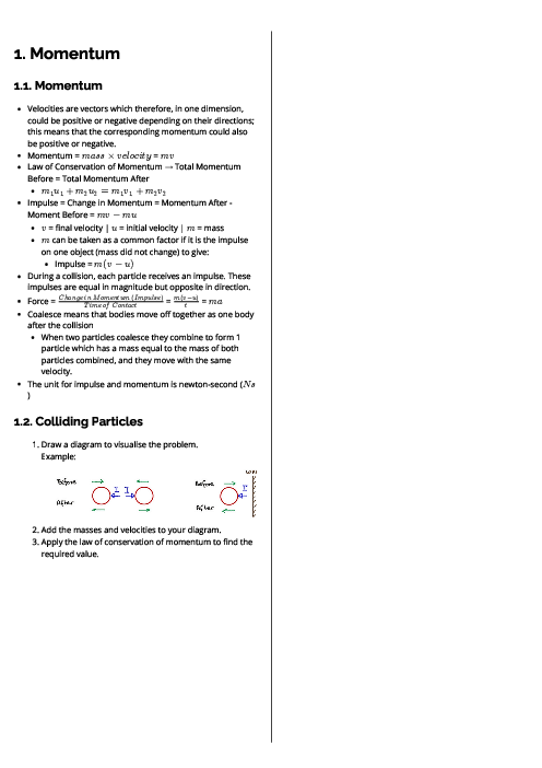  Mechanics (WME) Momentum Revision Note