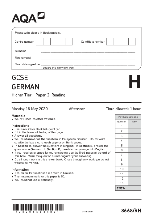 German 8668/RH June 2020