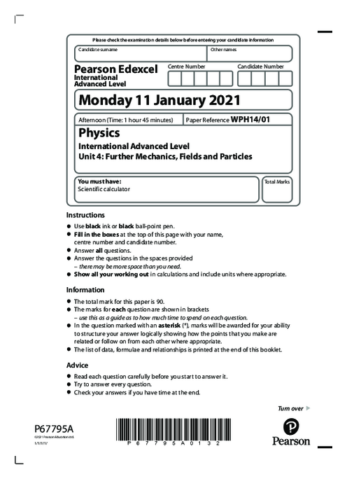 Physics WPH14/01 January 2021