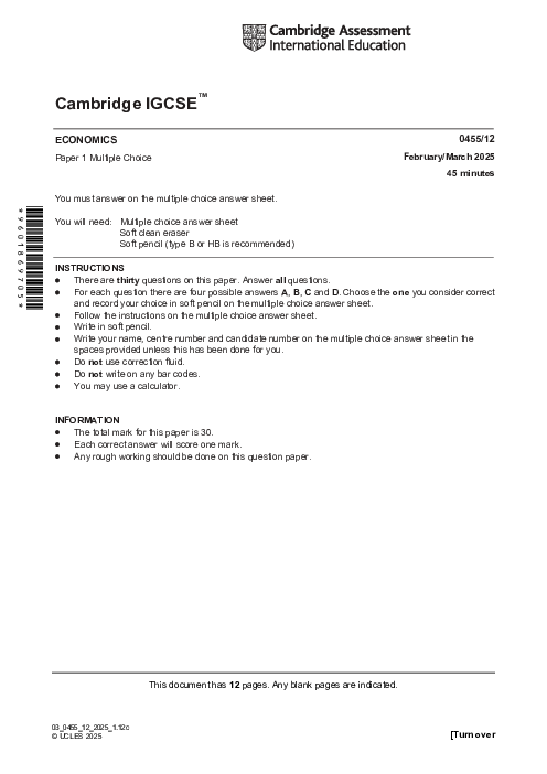 Economics 0455/12 March 2025