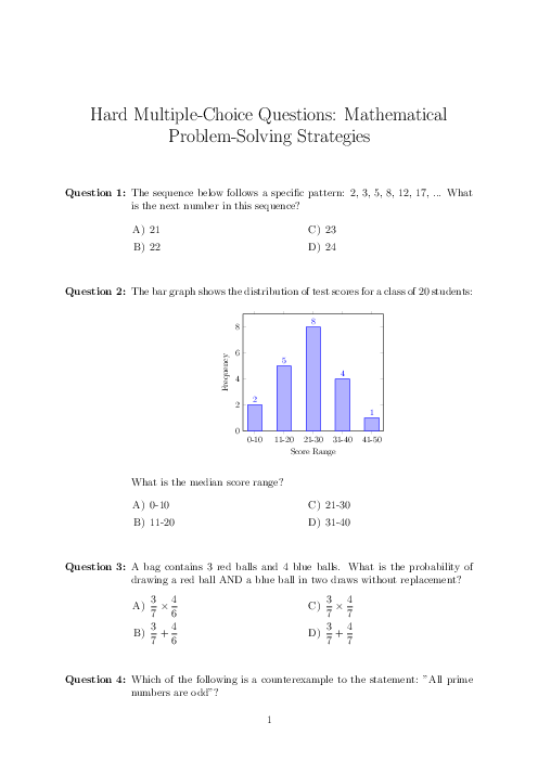 Checkpoint Mathematics Problem Solving Strategies Tests - Topical MCQ