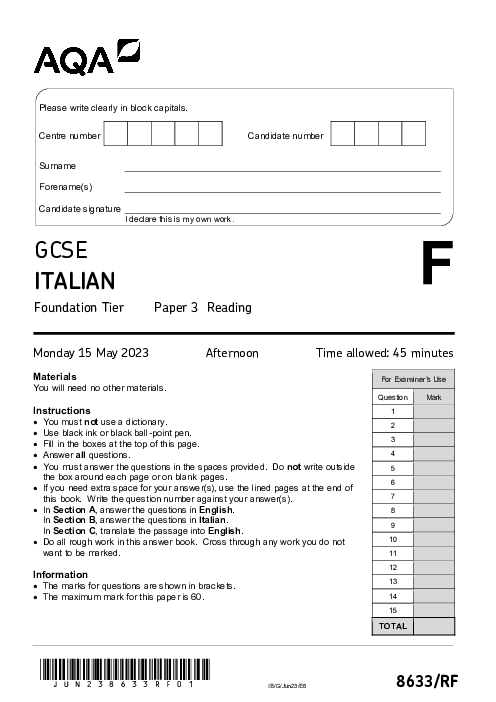 Italian 8633/RF June 2023